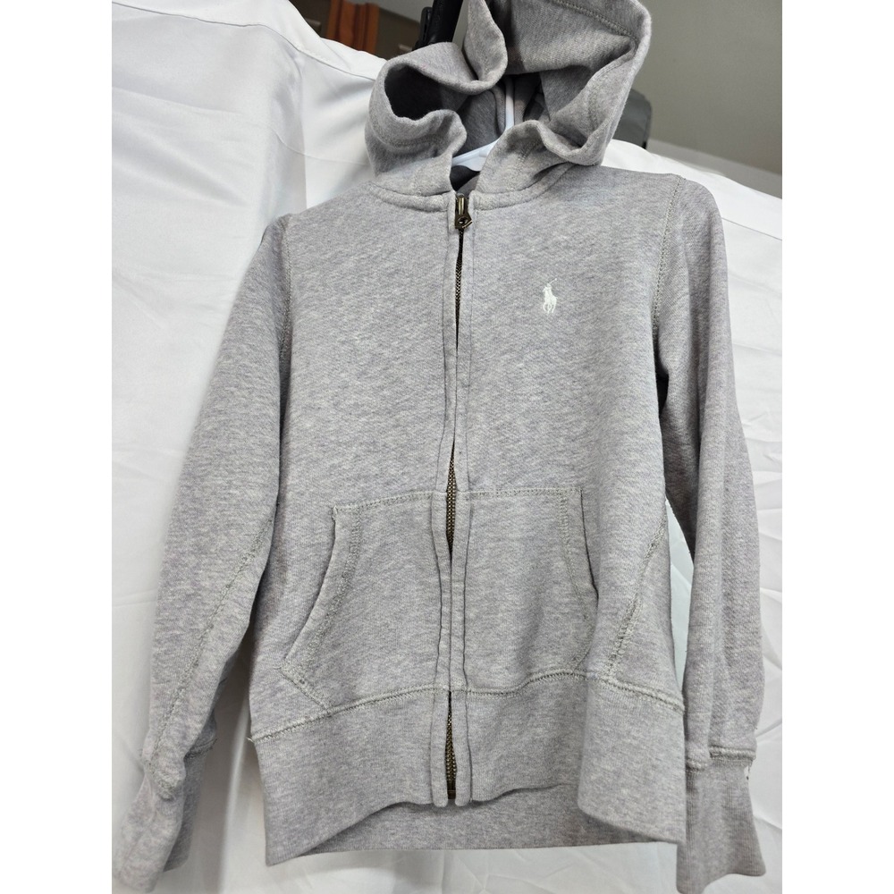Polo‎ Ralph Lauren Kids Gray Zip Up Hoodie Logo Size S 8